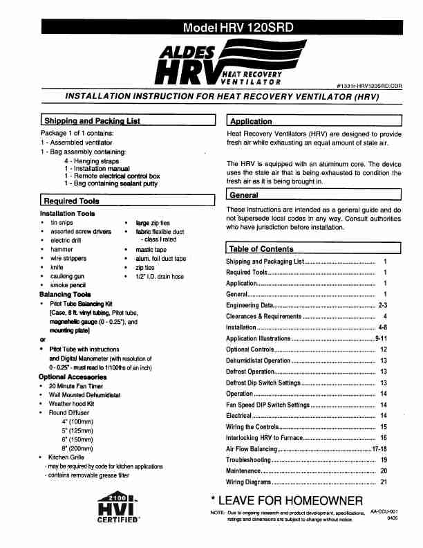 American Aldes Ventilation Hood HRV 120SRD-page_pdf